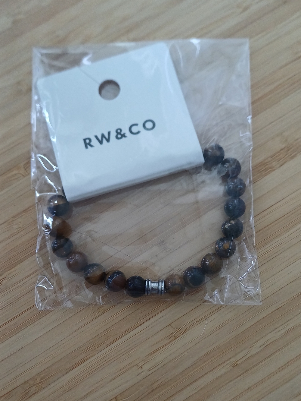 New RW&CO. Brown and Black Tiger Eye Beaded Bracelet for Men